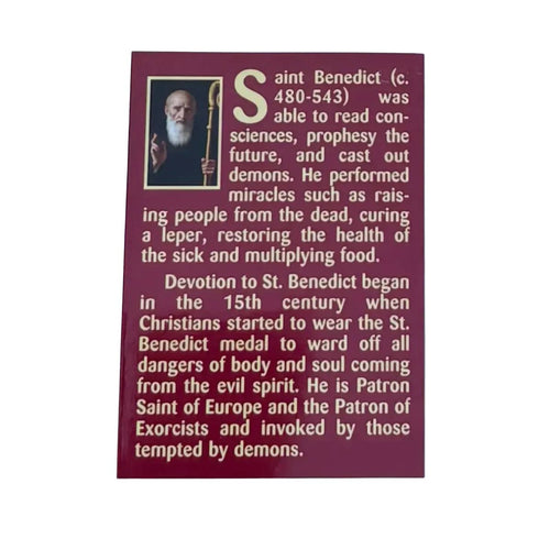St. Benedict Cross Medal Prayer Card