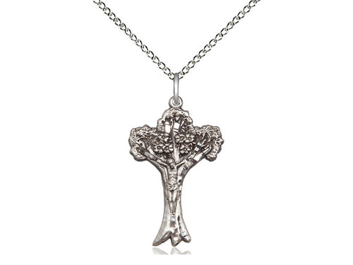 Sterling Silver Crucifix Pendant on an 18-Inch Sterling Silver Light Curb Chain