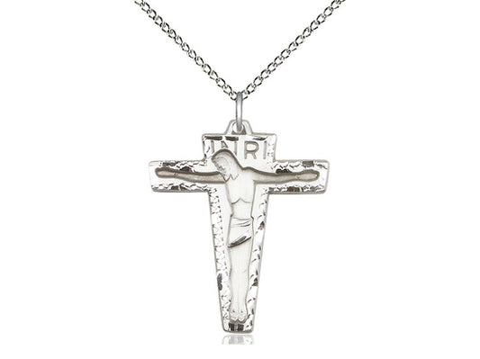 Sterling Silver Primative Crucifix Pendant on Sterling Silver Chain