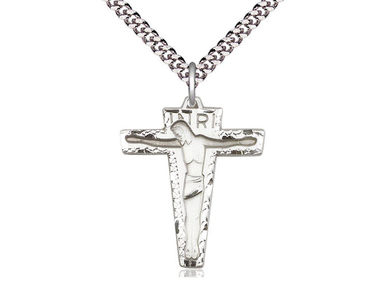 Sterling Silver Primative Crucifix Pendant on Sterling Silver Chain
