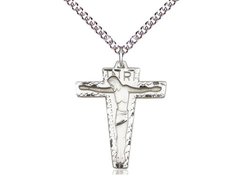 Sterling Silver Primative Crucifix Pendant on Sterling Silver Chain