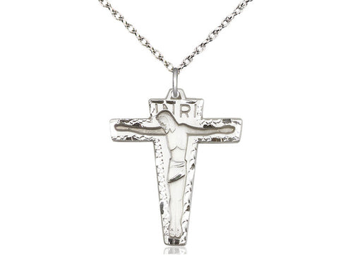 Sterling Silver Primative Crucifix Pendant on Sterling Silver Chain