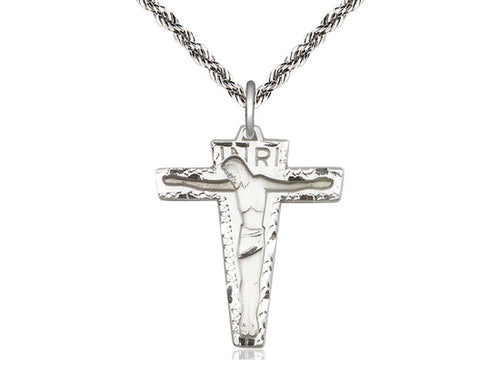 Sterling Silver Primative Crucifix Pendant on Sterling Silver Chain