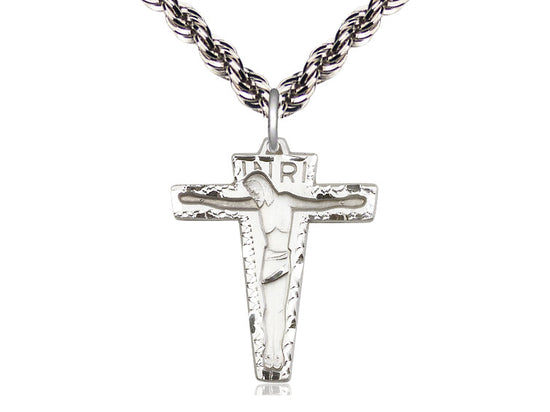 Sterling Silver Primative Crucifix Pendant on Sterling Silver Chain