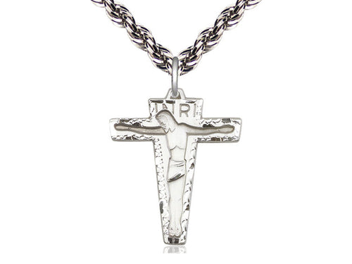 Sterling Silver Primative Crucifix Pendant on Sterling Silver Chain