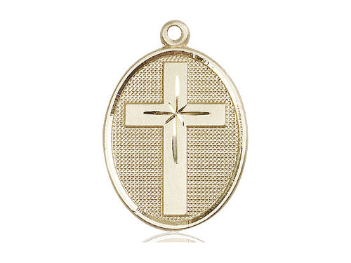 14kt Gold Filled Cross Pendant on a 24-Inch Gold Plate Heavy Curb Chain