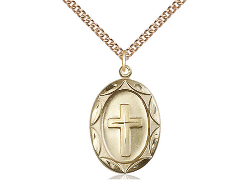 14kt Gold Filled Cross Pendant on a Gold Filled Chain