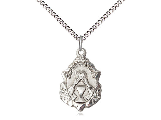 Mother Of Priest Sterling Silver Medal (5/8") with 18" chain