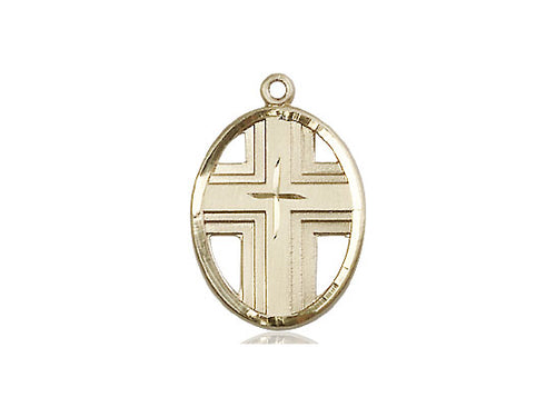 14kt Gold Filled Cross Medal on a Gold Filled Chain