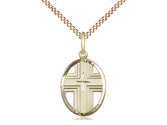 14kt Gold Filled Cross Medal on a Gold Filled Chain
