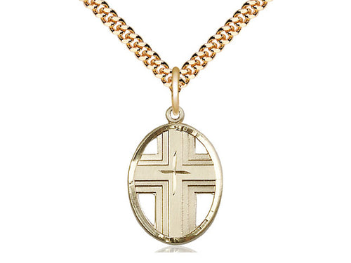 14kt Gold Filled Cross Medal on a Gold Filled Chain