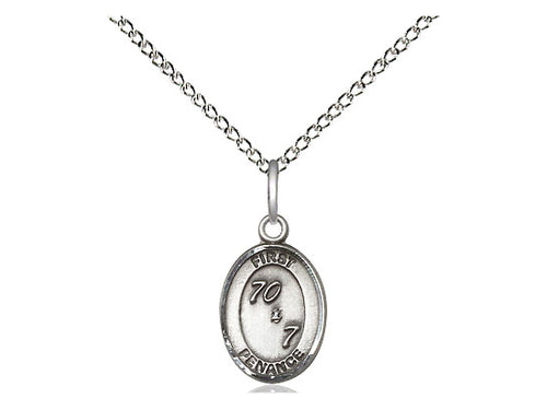 Sterling Silver First Penance Pendant on a 18 inch Sterling Silver Light Curb Chain