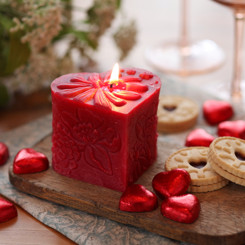 Heart Shape Candle (Pillar Candle)– 100% Pure Beeswax – Red – 3"x3"