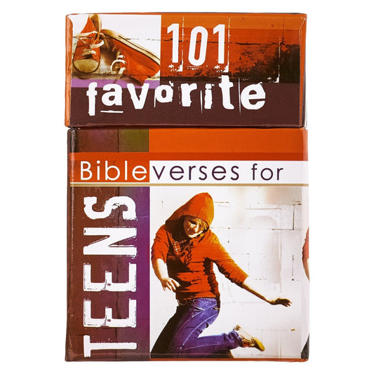 Box of Blessings featuring 101 favorite Bible verses for teens with youth in orange hoodie on cover