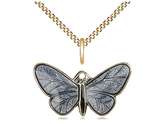 Two-Tone 14kt Gold Filled Butterfly Pendant on a Gold Filled Chain