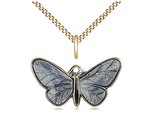 Two-Tone 14kt Gold Filled Butterfly Pendant on a Gold Filled Chain