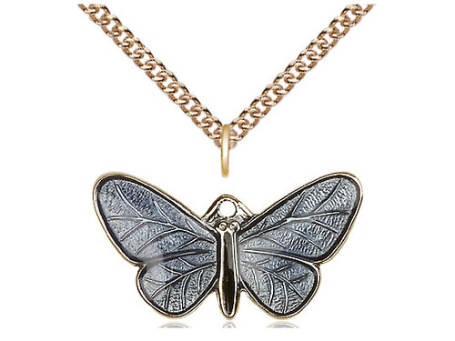 Two-Tone 14kt Gold Filled Butterfly Pendant on a Gold Filled Chain