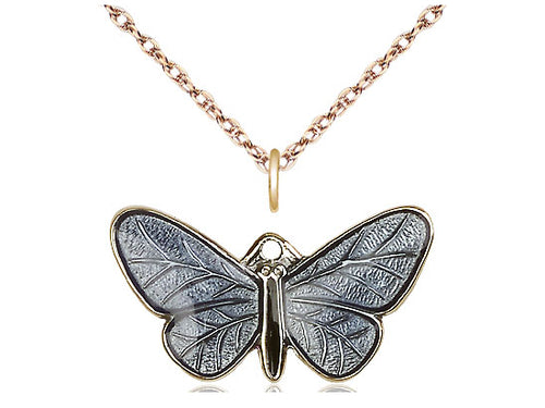 Two-Tone 14kt Gold Filled Butterfly Pendant on a Gold Filled Chain