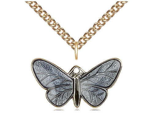 Two-Tone 14kt Gold Filled Butterfly Pendant on a Gold Filled Chain