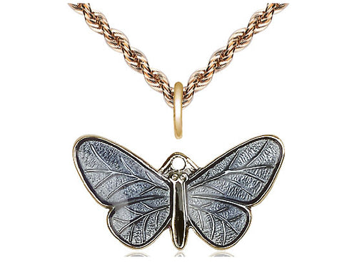 Two-Tone 14kt Gold Filled Butterfly Pendant on a Gold Filled Chain