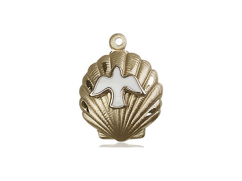 14kt Gold Filled Shell / Holy Spirit Pendant on an 18-Inch Gold Filled Light Curb Chain