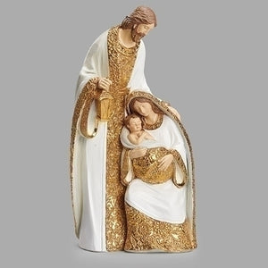 Holy Family White and Gold Edge Statue 14" - Unique Catholic Gifts