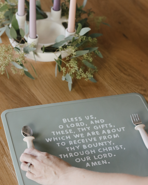Meal Blessing Silicone Placemat: Cornflower Blue