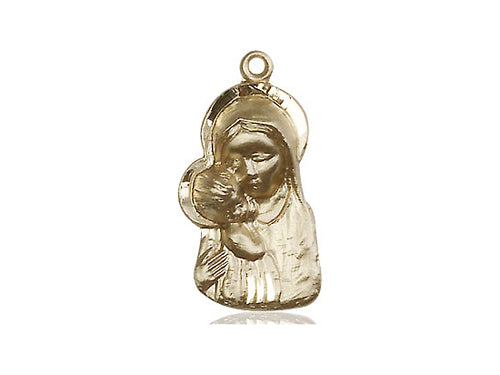 14kt Gold Filled Madonna & Child Pendant on an 18-Inch Gold Filled Light Curb Chain