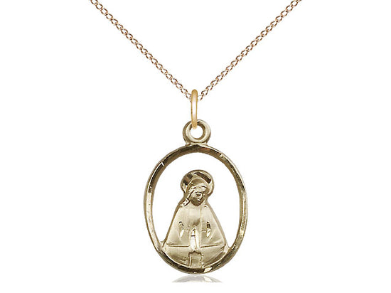 Madonna colgante llena de oro de 14kt en una cadena llena de oro