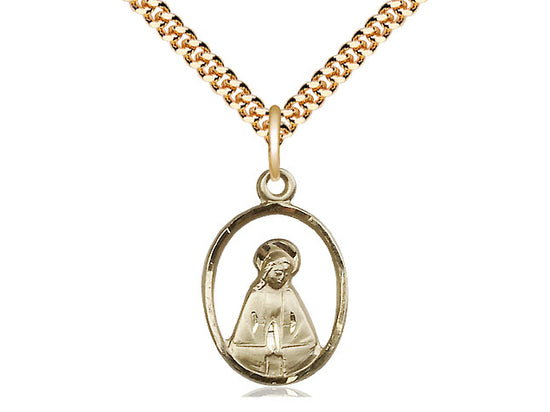 Madonna colgante llena de oro de 14kt en una cadena llena de oro