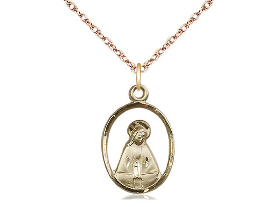 Madonna colgante llena de oro de 14kt en una cadena llena de oro