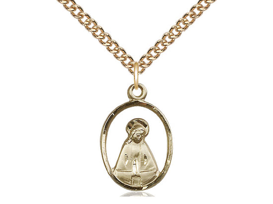 Madonna colgante llena de oro de 14kt en una cadena llena de oro