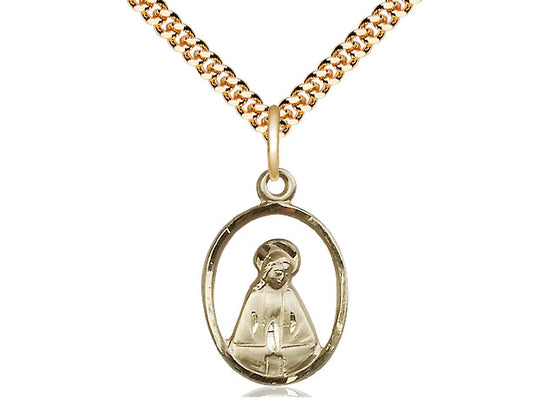 Madonna colgante llena de oro de 14kt en una cadena llena de oro