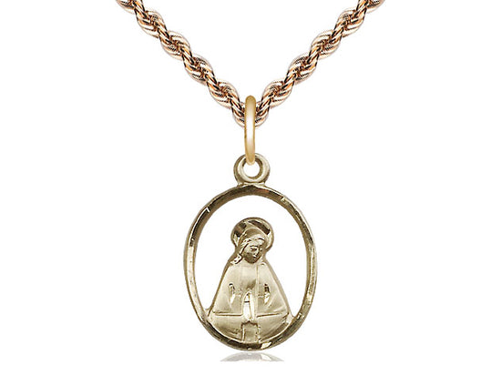 Madonna colgante llena de oro de 14kt en una cadena llena de oro