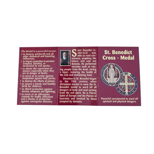 St. Benedict Cross Medal Prayer Card