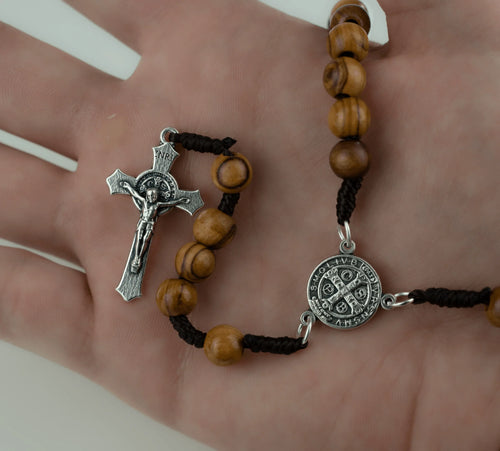 Olive Wood Rosary Saint Benedict