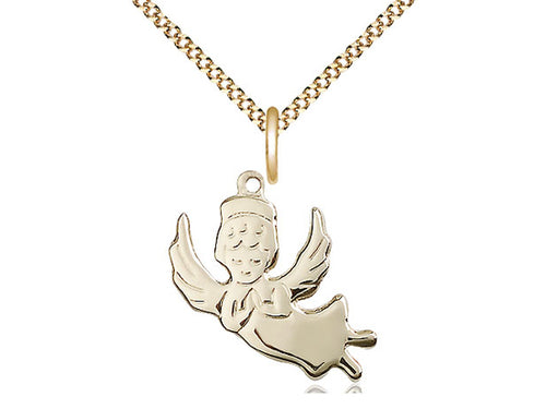 14kt Gold Filled Angel Medal on a Gold Filled Heavy Curb Chain