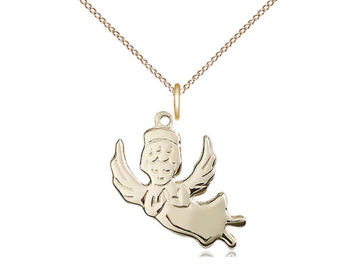 14kt Gold Filled Angel Medal on a Gold Filled Heavy Curb Chain