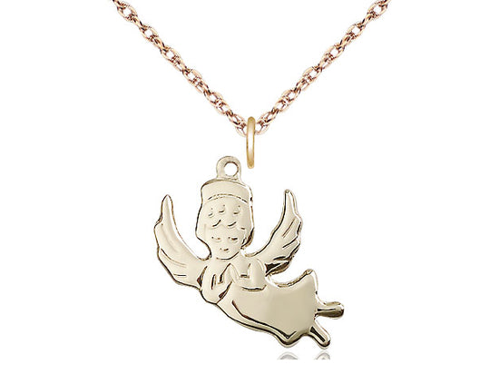 Colgante de ángel lleno de oro de 14kt en una cadena llena de oro