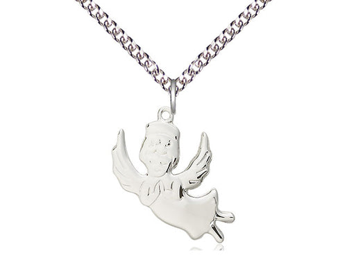 Sterling Silver Angel Medal on a Sterling Silver Chain