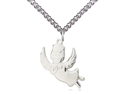 Sterling Silver Angel Medal on a Sterling Silver Chain