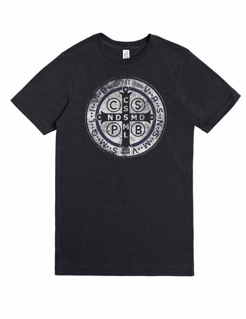 The Medal of Saint Benedict Unisex Shirt - Heather Black: 3XL