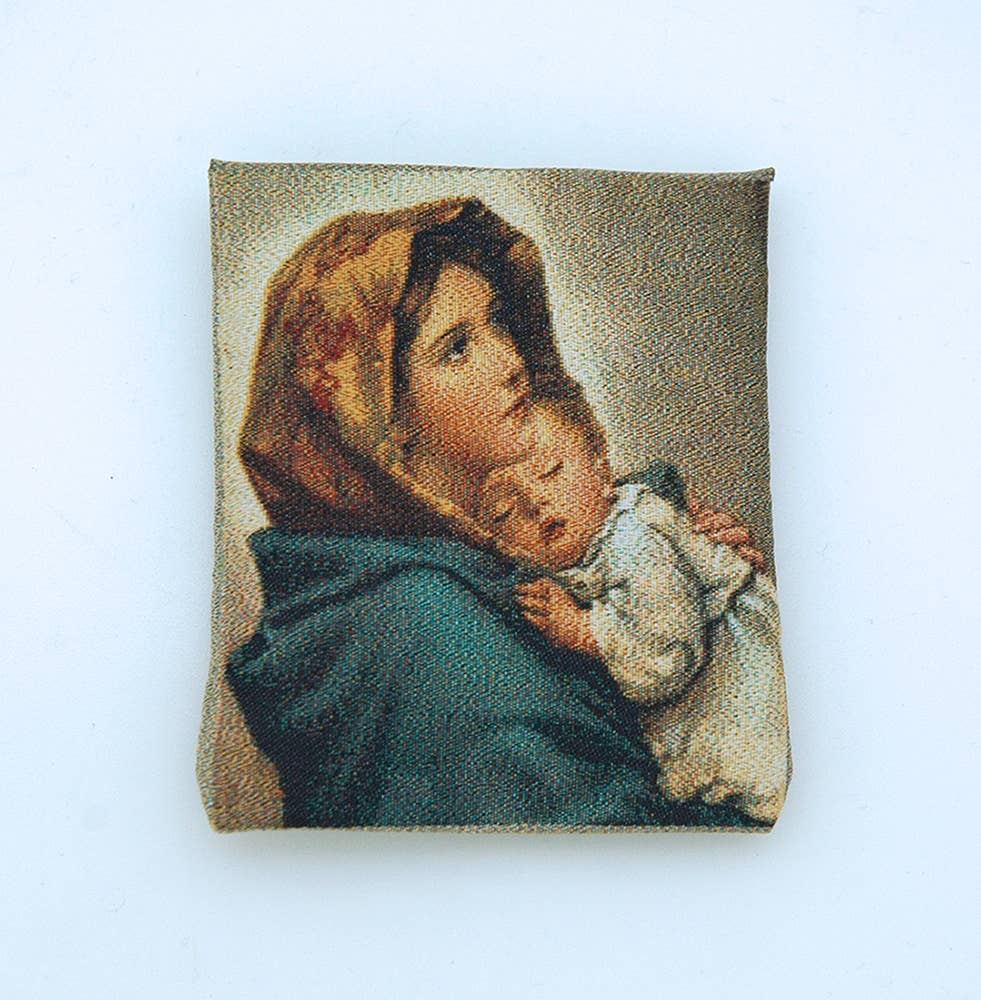 Madonna Rosary Case or Madona and Child pouch