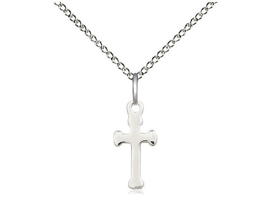 Sterling silver cross pendant on a delicate sterling silver chain, polished finish and simple design for everyday wear