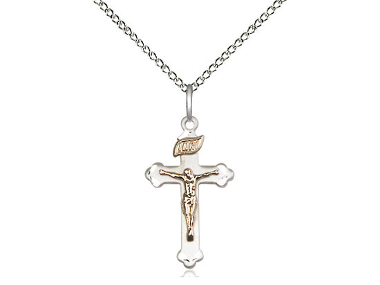 Sterling Silver and Gold Filled Two Tone Crucifix (7/8")