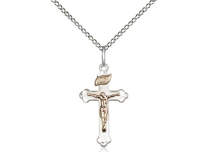 Sterling Silver and Gold Filled Two Tone Crucifix (7/8")