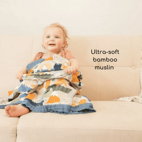 Catholic Luxury Double Sided Muslin Blanket - Faith Moves Mountains