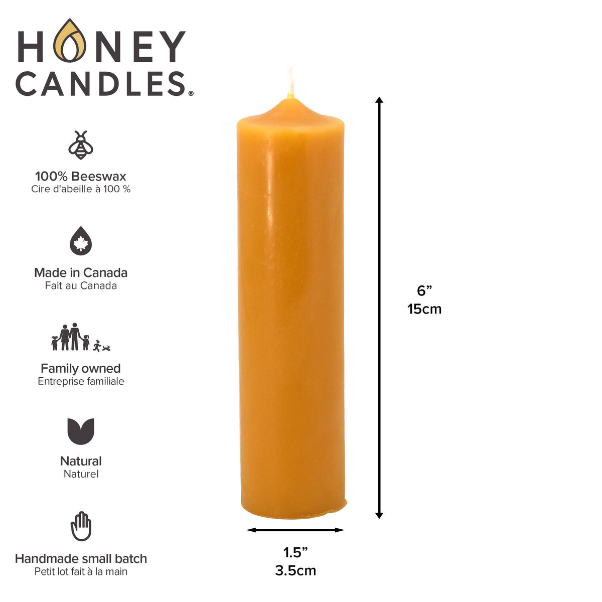 Natural Beeswax 6" Column Candlesticks