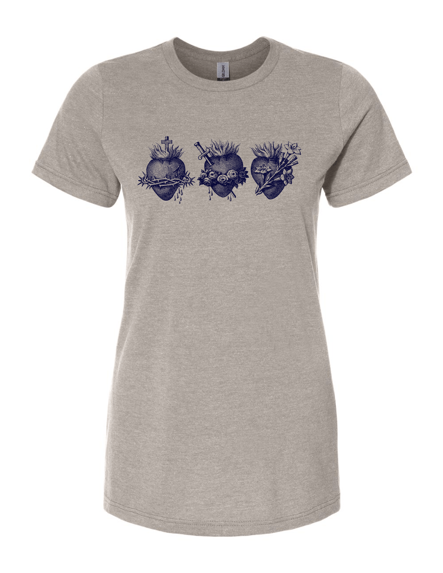 Ladies Holy Family Hearts | 3 Hearts of the Holy Family Tee: Medium