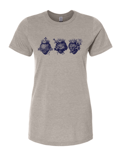 Ladies Holy Family Hearts | 3 Hearts of the Holy Family Tee: Medium
